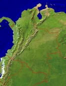 Kolumbien Satellit + Grenzen 937x1200